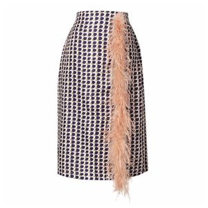 Feather Wrap Geometric Print Skirt